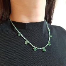 collier délicat en pierre précieuse émeraude quartz fraise vert argent 925