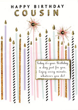 Carte de voeux joyeux anniversaire cousin avec bougies