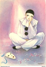 Illustration - Signature Virginie - Pierrot - Masque - Carte Neuve - CPM - Voir