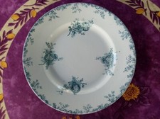 Plat Rond Plat Terre de Fer Faience de Longwy Modèle Hanoi Déco Floral Bleu 29cm