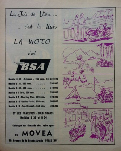 Publicité moto bsa - moto,