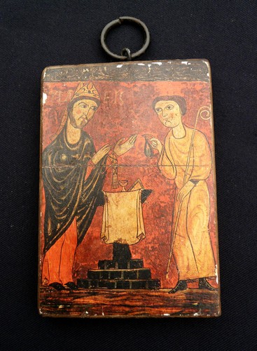 Icone aux deux - saints, bois