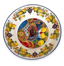 Assiette Plate Caltagirone En Céramique Fait Main EDG Décor Moro D.28 Cm