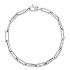 Bracelet En Liens De Trombone En Papier De 4Mm En Or Blanc 14K 7,5"