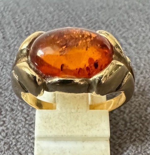 Bague ambre argent massif - en,