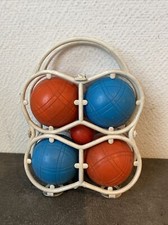 ancien set jeu de petanques enfant jouet 4 boules couleur plastique et cochonnet
