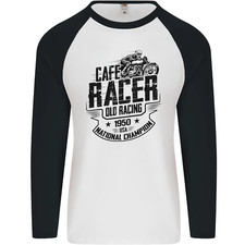 Café Racer Old de Course Moto Motard Mens L/S Baseball T-Shirt