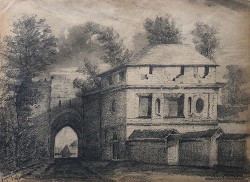 Dessin ancien porte ville - de,