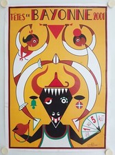 Affiche FÊTES DE BAYONNE Hestas de Baiona - Baionako Bestak 2001 ARNAUD SAEZ