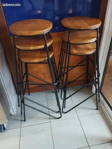 Lot tabourets bois métal - 6,