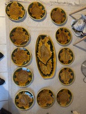 Rare service à poissons en céramique Longchamp - vers 1960 (complet)