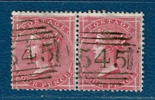 GRANDE-BRETAGNE: paire du N°18: 4 p. Rose, oblit. -1857/58 -Reine Victoria- Sup-