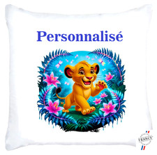 Housse de Coussin Roi Lion Personnalisé le prénom de votre Choix