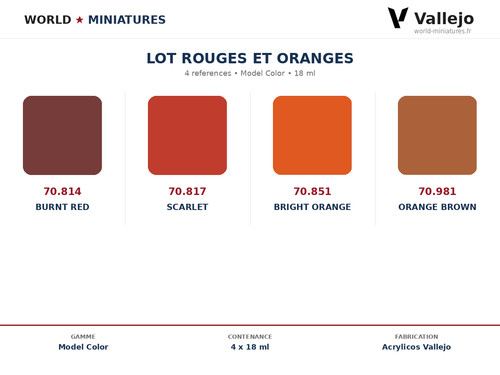 Lot model color - lot, rouges