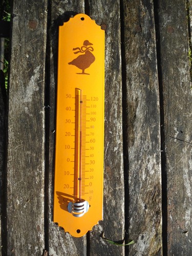 Orange enamel thermometer 30cm - thermometer,