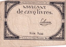 5 Livres - 10 Brumaire An II (31.10.1793) - Sign. Labrosse - Série 5934