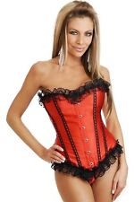 Corset Bustier Serre-Taille 38-40 Satin Rouge et Noir + String offert
