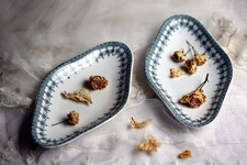 2 French Antique Dishes Green