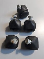Lot 5 Roulettes Double Roue Bureau Chaise Noir M8 X 20mm Boulons Diamètre 50mm