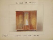 Dessin représentant une "Bibliothèque acajou verni" 1930, Banque de France