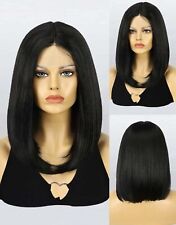 Perruque Indétectable Coupe Carré Court Wig Synthétique Noir Femme Dentelle 13x1