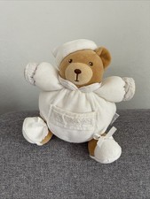 DOUDOU OURS PATAPOUF BLANC FEUILLES BRODÉES DRAGÉE KALOO TBE