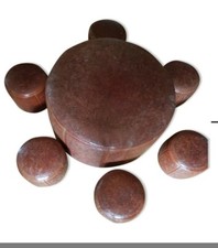 Salon de jeu poufs en cuir formant salon  1970 Perou Vintage Art Deco Design. 