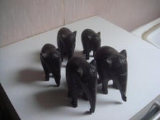 Sculpture Elephant en bois d'ébene, le lot de 5 