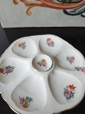 ASSIETTE X 5 A HUITRE PORCELAINE DE PARIS A DÉCOR DE FLEURS 