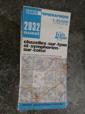 carte  IGN bleue 2932 ouest chazelles sur lyon st symphorien 1984 edition 2