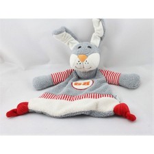 Doudou plat lapin gris blanc