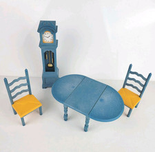 Delavennat Horloge Table à Rallonges 2 Chaises Meubles Poupée Glady Années 1980s