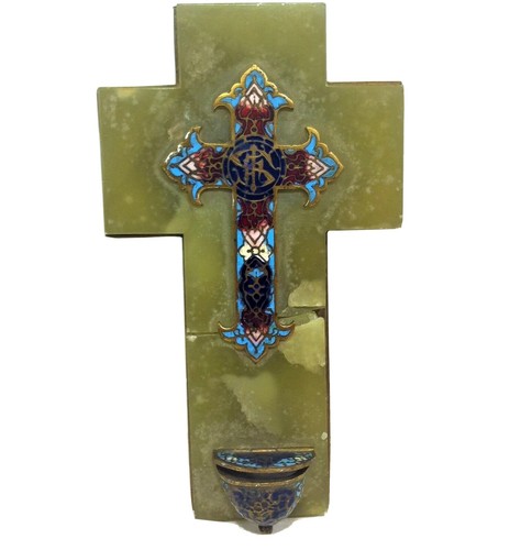 Ancien benitier crucifix en - benitier,