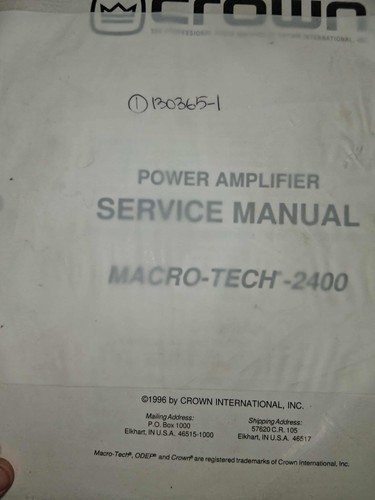 Crown factory service - factory, manual