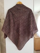 Foulard carré femme marron à fleurs. 105 cm. Neuf