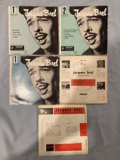 Lot Rare 5 Disques 45t EP French Jacques Brel autographes dédicace signé 50’s