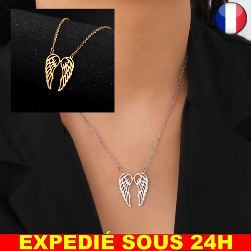 Collier aile ange acier - d'ange,