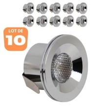 Lot de 10 minis spots LED encastrables 3W 4200K Chrome