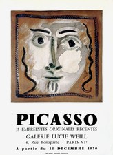 Pablo PICASSO - Poster Affiche Expo 1970 - Galerie Lucie Weill