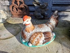 poule en céramique  Boite  terrine  bonbonnière ancienne (couvercle)