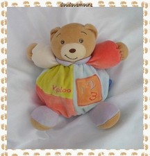Doudou Peluche Boule Ours 123 Multicolore Patchwork Col Mauve Kaloo