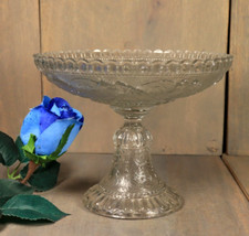 Ancien Compotier Présentoir Coupe sur Pied en Verre Moulé de 19ème Portieux