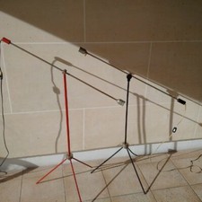 Paire luminaires design rouge & noir lampe a cremaillère contrepoids années 80