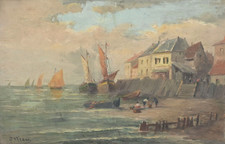 PORT BRETON bateaux pêche ORTIOU mer voilier marine peinture tableau BRETAGNE