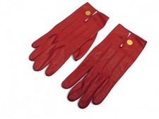 PAIRE DE GANTS HERMES CLOU DE SELLE T6 EN CUIR ROUGE RED LEATHER GLOVES 895€