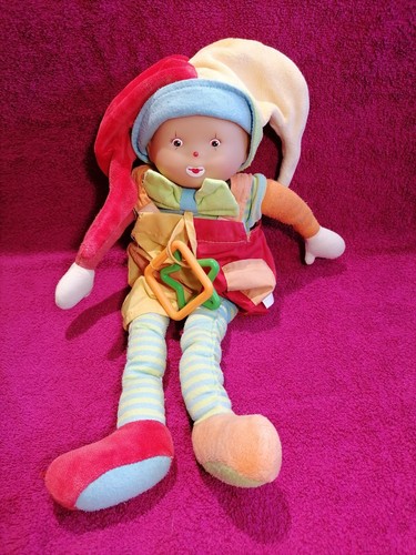 Doudou poupée clown arlequin
