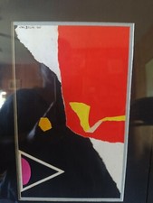 Très beau Collage peinture 1961 signé Christian Belin art du XX ièmes siècle