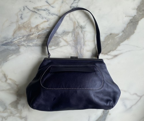 Sac cuir bleu marine - cuir, look