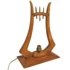 ANCIENNE LAMPE EN BOIS EN FORME LYRE 