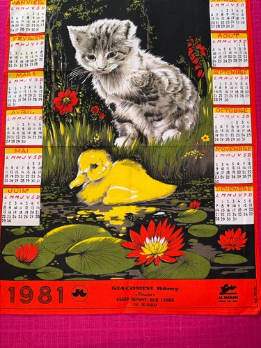 Torchon ancien calendrier - , 1981